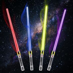 4 عبوات من 7 ألوان مضيئة، سيف ضوئي LED قابل للتمديد مع صوت FX (حساس للحركة)، لعبة سيف مقاتلة Galaxy War للأطفال، هدية عيد الهالوين في عيد الميلاد in Kuwait