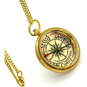 بوصلة جيب نحاسية منقوشة بالكتاب المقدس - "سأرشدك" مزمور 32: 8 | هدية دينية للرجال والأولاد in Kuwait