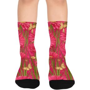 جوارب جربر فراشات حمراء للمشي لمسافات طويلة - جوارب شتوية حرارية سميكة دافئة للأولاد والبنات للمدرسة، والارتداء اليومي والأنشطة الخارجية in Kuwait