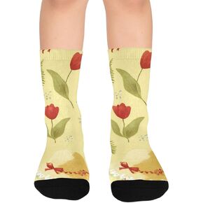 جوارب توليب كيك بلوم للتنزه سيرًا على الأقدام باللون الأصفر - جوارب شتوية حرارية سميكة دافئة للأولاد والبنات للمدرسة، والارتداء اليومي والأنشطة الخارجية in Kuwait