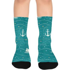 جوارب للمشي لمسافات طويلة على شكل قارب مرساة - جوارب شتوية حرارية سميكة دافئة للأولاد والبنات للمدرسة، والارتداء اليومي والأنشطة الخارجية in Kuwait