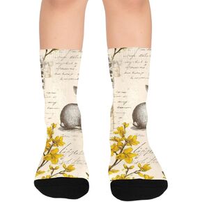 جوارب المشي لمسافات طويلة برسومات زهرية - جوارب شتوية حرارية سميكة دافئة للأولاد والبنات الصغار للمدرسة، والارتداء اليومي والأنشطة الخارجية in Kuwait