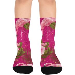 جوارب Flamingo Hibiscus Bloom Pink للمشي لمسافات طويلة - جوارب شتوية سميكة دافئة للأولاد والبنات للمدرسة، والارتداء اليومي والأنشطة الخارجية in Kuwait