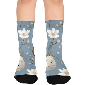 جوارب ماجنوليا لعيد الفصح باللون الأزرق للمشي لمسافات طويلة - جوارب شتوية حرارية سميكة دافئة للأولاد والبنات للمدرسة، والارتداء اليومي والأنشطة الخارجية in Kuwait