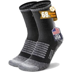 SAMSOX Merino Wool Hiking Socks, Made in USA - 68% Merino Wool & Moisture Wicking, Lightweight 3/4 Crew Socks for Men & Women in Kuwait