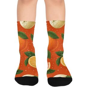 جوارب المشي لمسافات طويلة باللون البرتقالي والليموني - جوارب شتوية حرارية سميكة دافئة للأولاد والبنات الصغار للمدرسة، والارتداء اليومي والأنشطة الخارجية in Kuwait