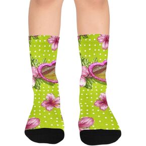 جوارب المشي لمسافات طويلة باللون الوردي الاستوائية - جوارب شتوية سميكة دافئة للأولاد والبنات للمدرسة، والارتداء اليومي والأنشطة الخارجية in Kuwait