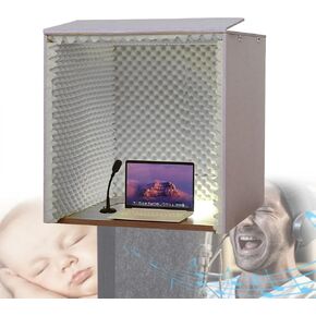 Sound Proof Foam Panels, 80 * 80 * 80CM Portable Soundproof Booth, Recording Booth for Home Studio, 50cm 25 Wedge tip Diffuser with USB LED Light, Isolation Diffuser | Noise A,Grey in Saudi Arabia