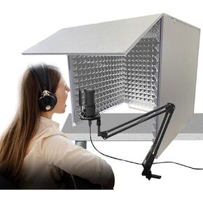 Desktop Soundproof Cover, Decreasing Noise, Portable Recording Booth, Studio Equipment, Microphone Shield for Recording Studio, Podcasts, Singing, and Broadcasting, Easy to As,Blue-80*80*80cm in Saudi Arabia