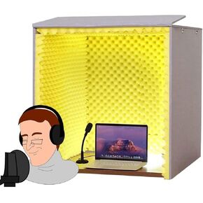 Sound Proofing Panels Small Portable Vocal Recording Booth, Sound Proof Panels for Walls, for conferences and broadcasts,Micro for Recording Studio, Home, Offices,Yellow in Saudi Arabia