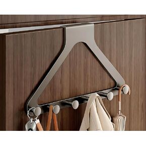 Over Door Hooks, No Drill Silent Use 6 Hooks for Towels & Clothes, Modern Matte Metal 10.6 inch (Gunmetal Gray, Extended) in Kuwait