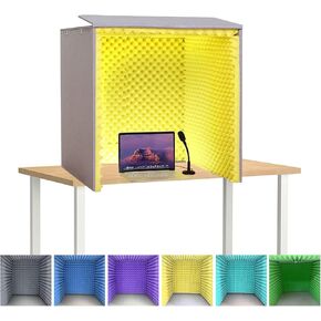 Portable Vocal Booth,Desktop Soundproof Cover,Isolation Booth,Self Made Sound Recording Studio,Isolation Absorbing Shield,Studio Mic to Laptop and Pc Equipment Vocal Condenser,Yellow in Kuwait