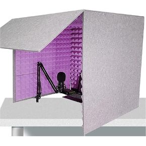 Soundproof Booth Desktop Partition Booth with Top Panel Home-Made Portable Studio Enclosure for Music Studio Bedroom Home, Noise Reduction/Yellow,Purple in Kuwait