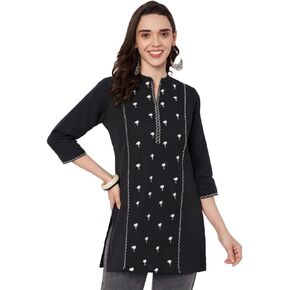 Women's Pure Cotton Embroidered Short Kurta Kurti in Kuwait