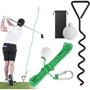 مدرب أرجوحة حبل الجولف للفناء الخلفي، مساعد تدريب على أرجوحة الجولف مع كرة على خيط ووتد أرضي حلزوني، تحسين الإيقاع والقوة والإيقاع، معدات تدريب الجولف المحمولة للرجال والنساء in Kuwait