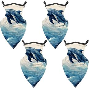 4 Pieces Cooling Neck Gaiter Face Cover for Sun Protection Whale Face Mask Reflective for Men Women Fishing Cycling Hiking in Kuwait