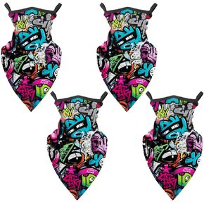 4 Pieces Summer UV Protection Cooling Neck Gaiter Face Clothing Neck Gaiter Mask Scarf Sunscreen Breathable Bandana, Doodle in Kuwait