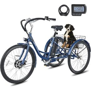 VIRIBUS Electric Tricycle for Adults, 24 26 inch Electric Trike with 468Wh Removable Battery, 250W/350W(Peak 500W) 3 Wheel Electric Bikes for Seniors, Motorized Adult Tricycles Women Men 330 lb. in Kuwait