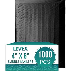 Levex - #0000 4" x 6" [1000 Pack] Black Poly Bubble Mailers, Padded Envelope Mailers, Packing Envelope & Mailing Bags for Shipping in Kuwait