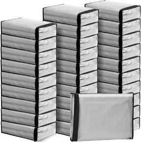 50 عبوة من أكياس تخزين شفافة بسحاب من Riakrum، مقاس 15 × 11 × 4 بوصة، أكياس تخزين من البلاستيك من الفينيل، من مادة PVC، للملابس والملاءات والبطانيات ومنظمات الأقمشة (أبيض) in Kuwait