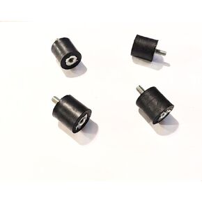 Pack of 4 Rubber Vibration Isolator Mounts - 1" Diameter x 1" Height, 1/4"-20 Thread x 1/2" Length Stud, Female thrededon Opposite Side - Vibration Dampening in Kuwait