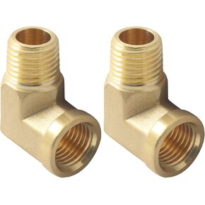 2 pcs 90 Degree Barstock Elbow Brass Fittings - 1/4" NPT Male to 1/4" NPT Female Forged Plumbing Connector, High Pressure & Temperature Resistant Pipe Fitting for Air, Gas, Hydraulic Systems in Kuwait