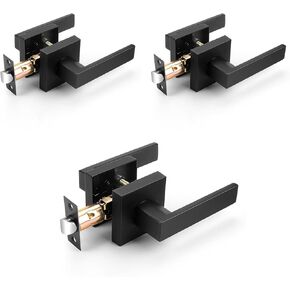 Probrico Interior Black Door Handle, Heavy Duty, Flat Square Passage Door Handles, Keyless Door Levers Lockset for Closet and Hallway (10 Pack, Modern) in Kuwait