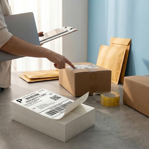 Thermal Direct Shipping Label - 4x6 Inches - 600 Sheets Fanfold Perforated 1 Stack - Waterproof - Compatible with Zebra Rollo Brother Printers - Commercial Grade in Saudi Arabia
