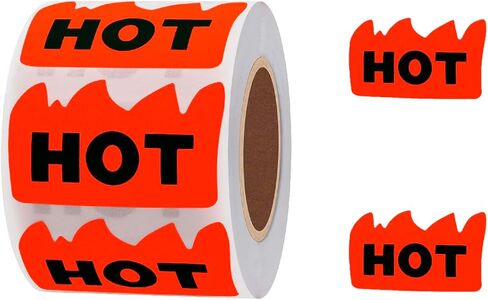 600pcs Rave Hot Stickers 2 x 1-1/5 Inch Fluorescent Red Hot Flame Fire Shaped Stickers Marking Popular Items for Restaurant Supermarkets Stores Shops (Yellow) in Saudi Arabia