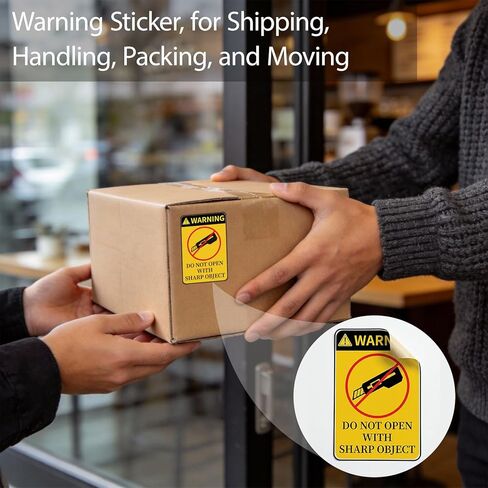 80 PCS Do Not Open with Sharp Object Industrial Warning Labels, Self-Adhesive Special Handling Shipping Pallet Caution Stickers for Shipping, Handling, Packing, Moving, 2x3 Inch in Saudi Arabia
