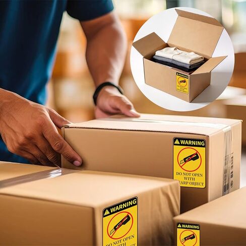 80 PCS Do Not Open with Sharp Object Industrial Warning Labels, Self-Adhesive Special Handling Shipping Pallet Caution Stickers for Shipping, Handling, Packing, Moving, 2x3 Inch in Saudi Arabia