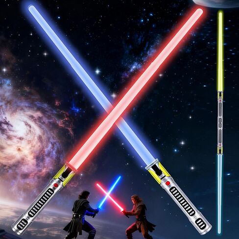 4 Pack 7 Colors Light Up Saber, Extendable Led Light Saber with FX Sound(Motion Sensitive), Galaxy War Fighter Sword Toy for Kids, Halloween Xmas Birthday Present in Kuwait