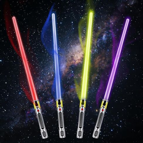 4 عبوات من 7 ألوان مضيئة، سيف ضوئي LED قابل للتمديد مع صوت FX (حساس للحركة)، لعبة سيف مقاتلة Galaxy War للأطفال، هدية عيد الهالوين في عيد الميلاد in Kuwait