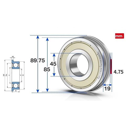 3PCS P5 Flange Bearing F6200/6201/6202/6203/6204/6205/6206/6207/6208/6209/F6210 ZZ Deep Groove Flanged Ball Bearings(F6209-ZZ 45x85x19mm) in Saudi Arabia