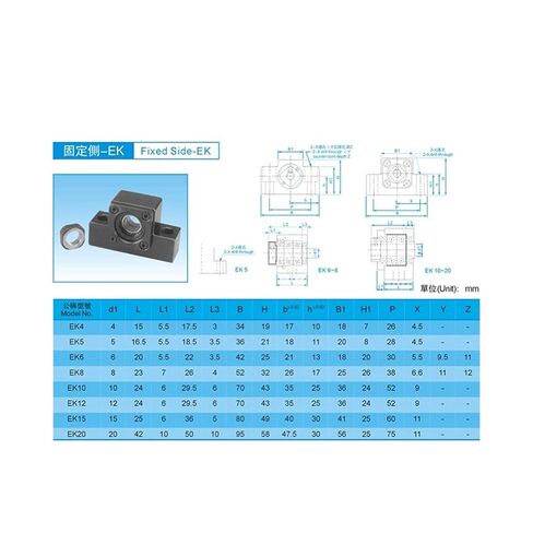 EK20+EF20 Screw Support Bracket Fixed Bracket Linear Bearing EKEF20/EK20/FK20 for Ball Screw SFU2505/2510/2525 in Saudi Arabia