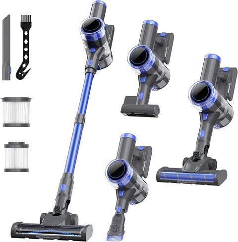 Cordless Vacuum Cleaner, 10 in 1 Powerful Suction Lightweight Vacuum Cleaner for Home, 45Mins Detachable Battery with LED Display Self-Standing Stick Vacuum for HardFloor/Carpet/Pet Hair in Saudi Arabia