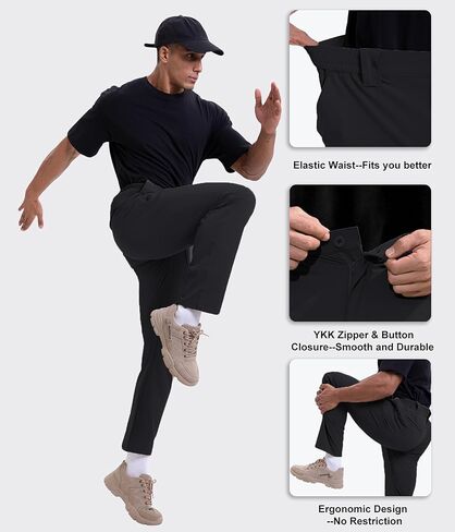 Arunlluta Travel Pants Men Quick Dry Hiking Pants for Men Stretch Work Pants Lightweight Mens Golf Pants Water Resistant Black in Kuwait