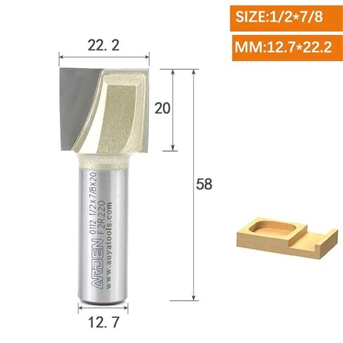Arden 2 Flutes Carbide Bottom Cleaning Router Bit Woodworking Flat Bottom Slotting Carving CNC Tool for Plywood MDF Solid Wood(12.7x22.2) in Saudi Arabia