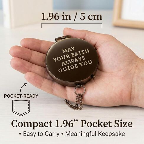 Baptism Gifts for Boys – Confirmation & First Communion Compass Gift – Pocket Size - Catholic Christian Brass Pocket Compass with Scripture – Religious Keepsake for... in Saudi Arabia