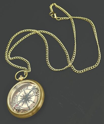 بوصلة جيب نحاسية منقوشة بالكتاب المقدس - "سأرشدك" مزمور 32: 8 | هدية دينية للرجال والأولاد in Kuwait