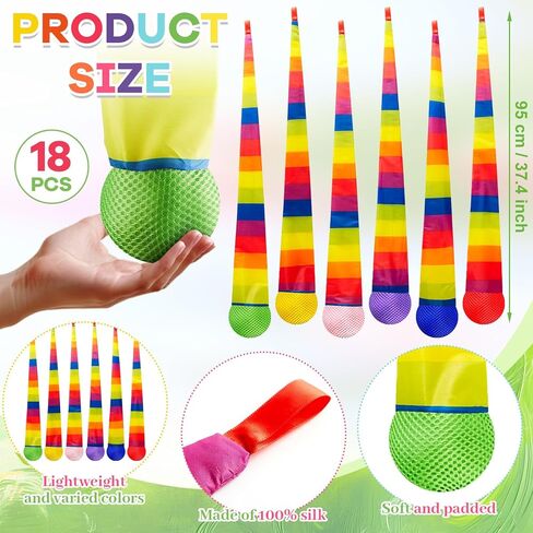 18 قطعة من كرات الرمي والالتقاط مقاس 37.4 بوصة مع ذيل قوس قزح، كرات مذنب رياضية ناعمة، ألعاب ملونة كبيرة الحجم للأطفال والكبار، معدات بدنية للأماكن المغلقة والمفتوحة، والفصول المدرسية، وألعاب الشاطئ الممتعة in Kuwait