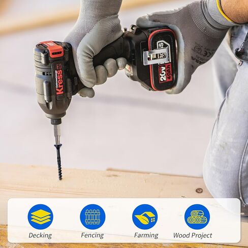 #10 * 2-1/2 بوصة براغي سطح السفينة، (65 قطعة) براغي خشبية سوداء، مطلية بالإيبوكسي المقاوم للصدأ، فولاذ كربوني، مع لقم توركس T25 in Kuwait