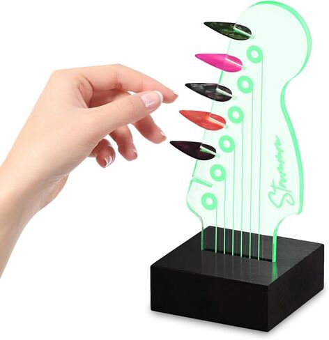 LED Guitar Pick Holder with 7 Color Changing Light, USB Powered Guitar Pick Storage Display Stand, Holds 6 Picks, Guitar Room Decor Night Light, Guitar Gifts for Men, Musicians, Guitar Players in Saudi Arabia