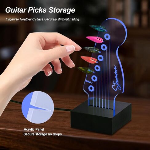 LED Guitar Pick Holder with 7 Color Changing Light, USB Powered Guitar Pick Storage Display Stand, Holds 6 Picks, Guitar Room Decor Night Light, Guitar Gifts for Men, Musicians, Guitar Players in Saudi Arabia