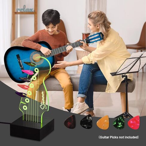LED Guitar Pick Holder with 7 Color Changing Light, USB Powered Guitar Pick Storage Display Stand, Holds 6 Picks, Guitar Room Decor Night Light, Guitar Gifts for Men, Musicians, Guitar Players in Saudi Arabia