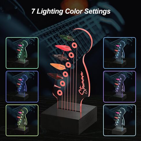 LED Guitar Pick Holder with 7 Color Changing Light, USB Powered Guitar Pick Storage Display Stand, Holds 6 Picks, Guitar Room Decor Night Light, Guitar Gifts for Men, Musicians, Guitar Players in Saudi Arabia