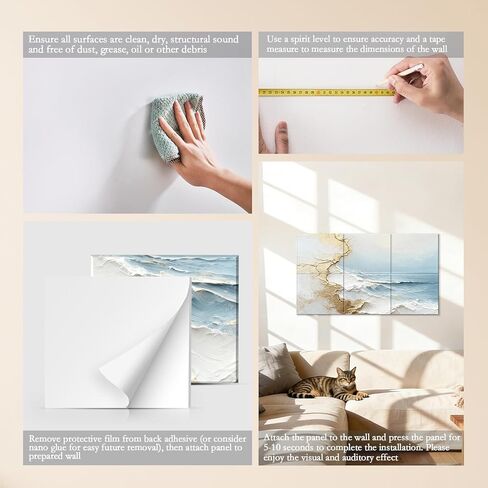 لوحات حائط صوتية من JBER، لوحات صوتية فنية مقاس 47.2 × 27 بوصة، لوحات صوتية زخرفية، لوحات فنية جدارية ممتصة للصوت، لوحات حائط صوتية للاستوديو والمنزل وغرفة المعيشة (تصفح مذهب) in Kuwait