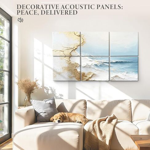 لوحات حائط صوتية من JBER، لوحات صوتية فنية مقاس 47.2 × 27 بوصة، لوحات صوتية زخرفية، لوحات فنية جدارية ممتصة للصوت، لوحات حائط صوتية للاستوديو والمنزل وغرفة المعيشة (تصفح مذهب) in Kuwait