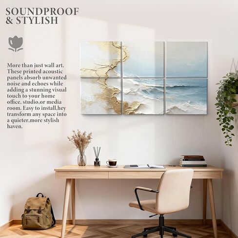 لوحات حائط صوتية من JBER، لوحات صوتية فنية مقاس 47.2 × 27 بوصة، لوحات صوتية زخرفية، لوحات فنية جدارية ممتصة للصوت، لوحات حائط صوتية للاستوديو والمنزل وغرفة المعيشة (تصفح مذهب) in Kuwait