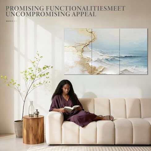 لوحات حائط صوتية من JBER، لوحات صوتية فنية مقاس 47.2 × 27 بوصة، لوحات صوتية زخرفية، لوحات فنية جدارية ممتصة للصوت، لوحات حائط صوتية للاستوديو والمنزل وغرفة المعيشة (تصفح مذهب) in Kuwait